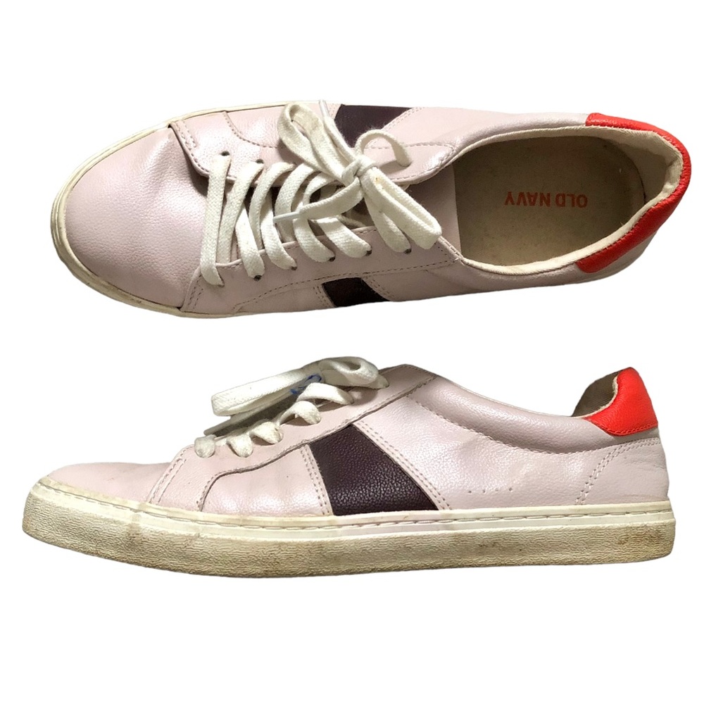 Old Navy Women’s Lace Up Classic Sneakers in Pink Combo Colorblock Size 7.5